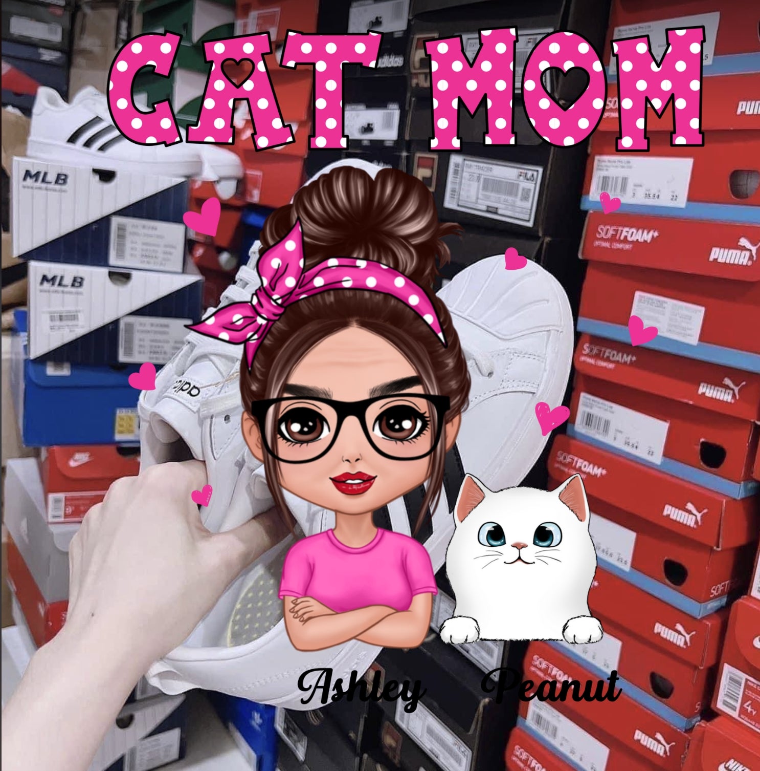 GI_Colorful Polka Dot Pattern Doll Cat Mom Personalized Shirt