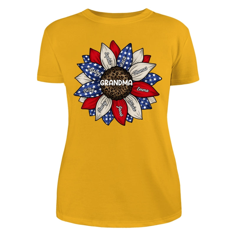 Grandma Leopard Nation Flag Sunflower Personalized Shirt