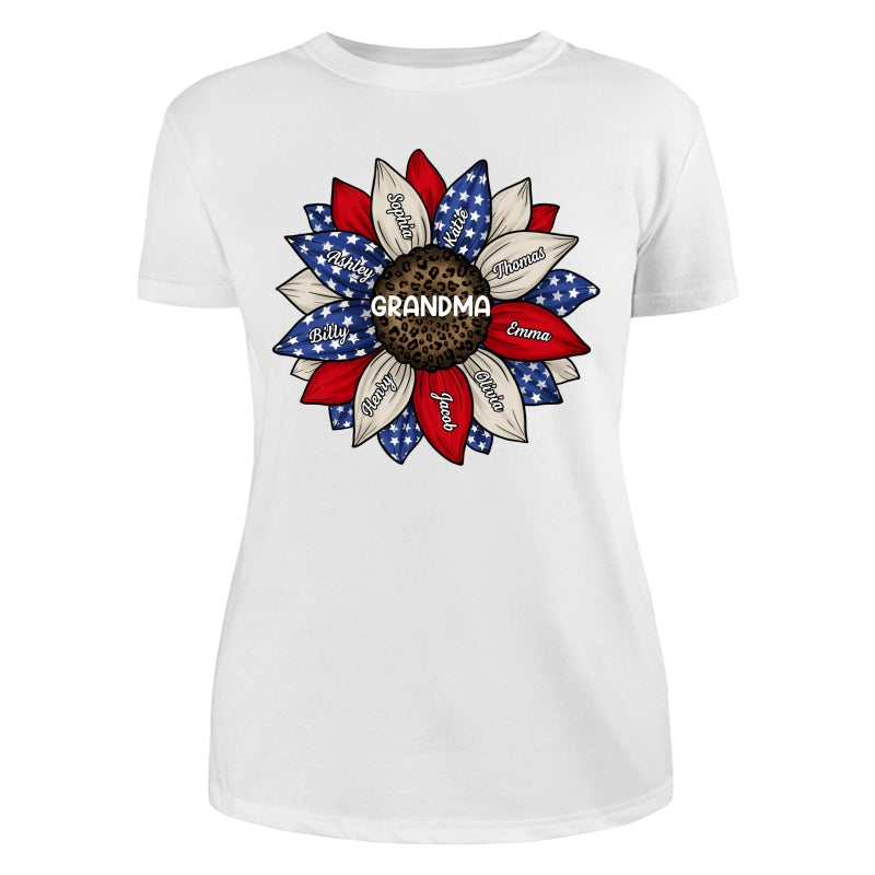 Grandma Leopard Nation Flag Sunflower Personalized Shirt