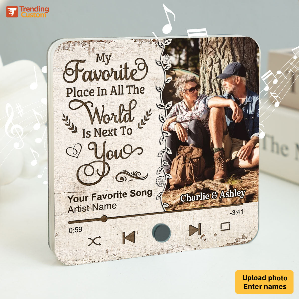 Favorite Place In The World Couple Custom Photo Personalized Music Fridge Magnet, Valentine's Day Gift For Him, For Her