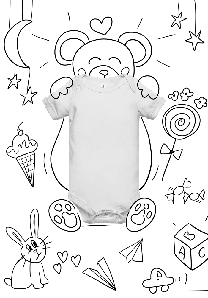 New_P_Baby Short Sleeve One Piece | Bella + Canvas 100B | DTG printing