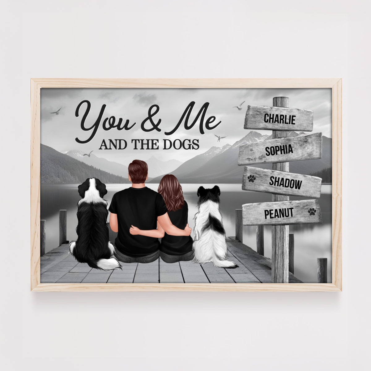 Couple You Me And The Dogs Cats Sign Posts Personalized Poster, Home Decoration, Gift For Couple, Dog Lovers, Cat Lovers, Pet Lovers