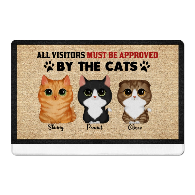 Watercolor Cute Cats All Visitors Must Be Approved By Cats Personalized Doormat_Onboarding