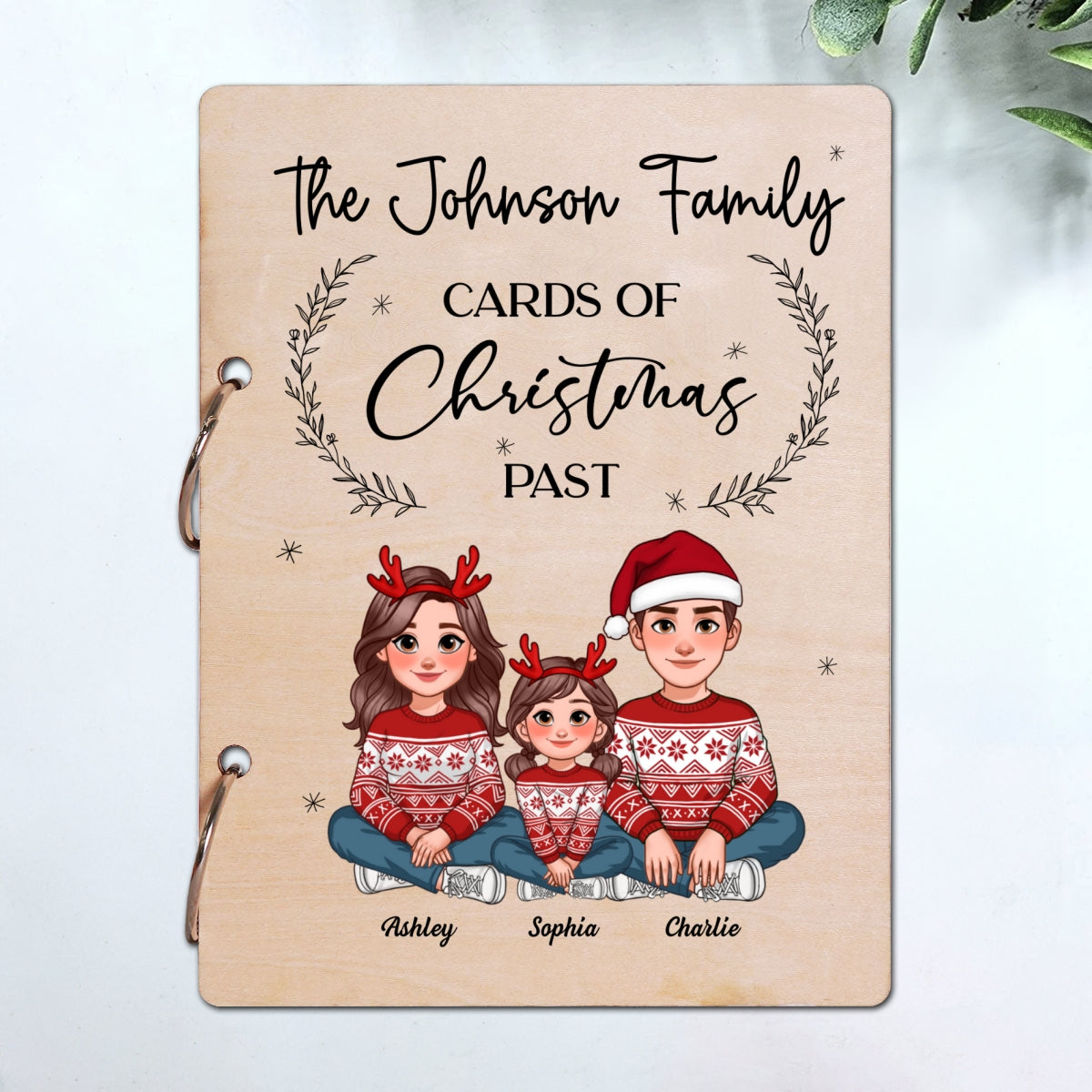 Animated Family Card Storage Keepsake Personalized Christmas Card Keeper