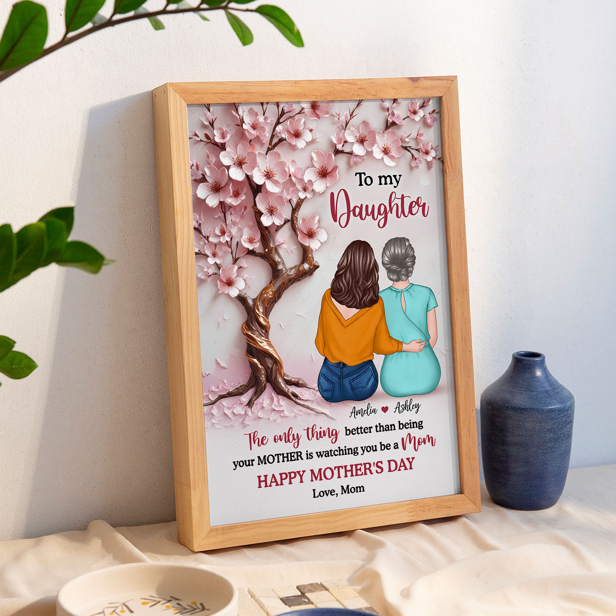 3D Effect Blossom Tree To My Daughter Personalized Poster, Mother's Day gift for Daughters