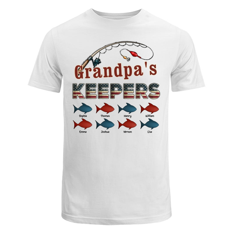 Nation Flag Grandpa's Keepers Fishing 4th Of July Personalized Shirt