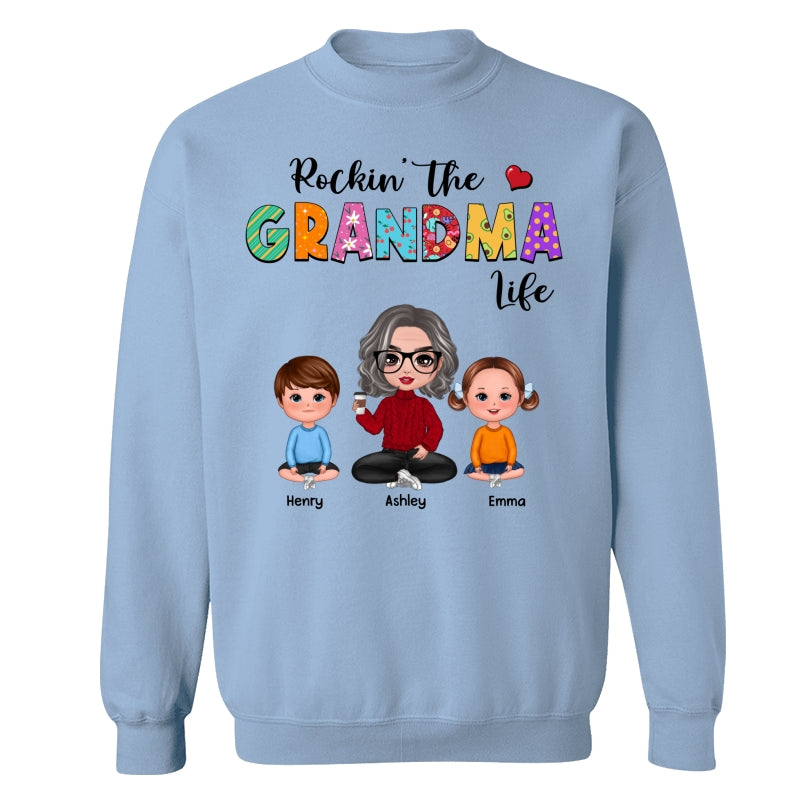 Rockin‘ Grandma Life Colorful Pattern Personalized Shirt