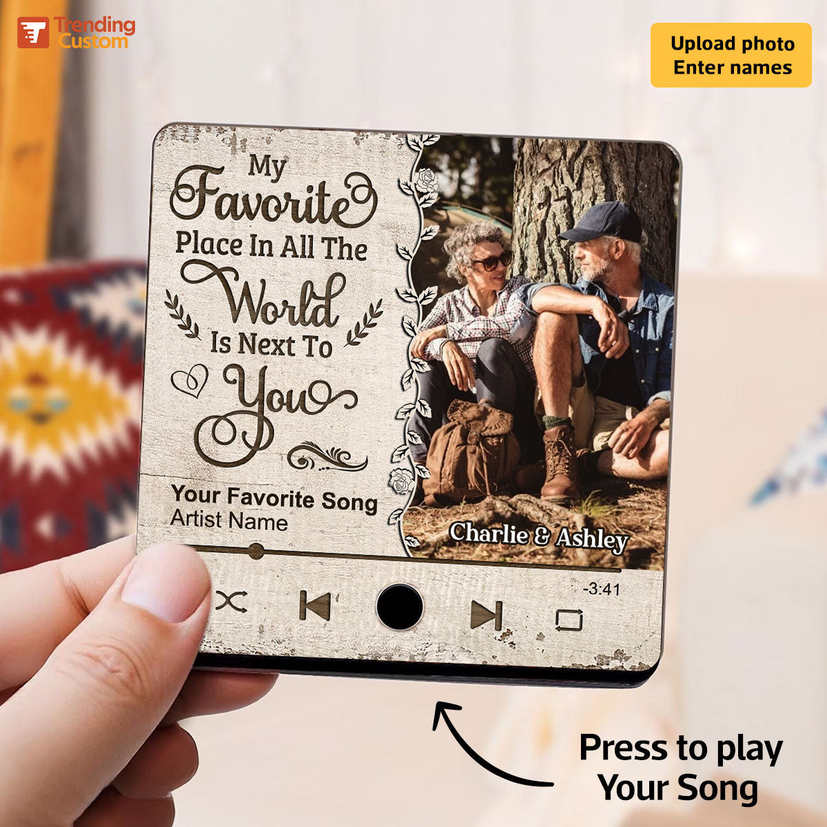 Favorite Place In The World Couple Custom Photo Personalized Music Fridge Magnet, Valentine's Day Gift For Him, For Her