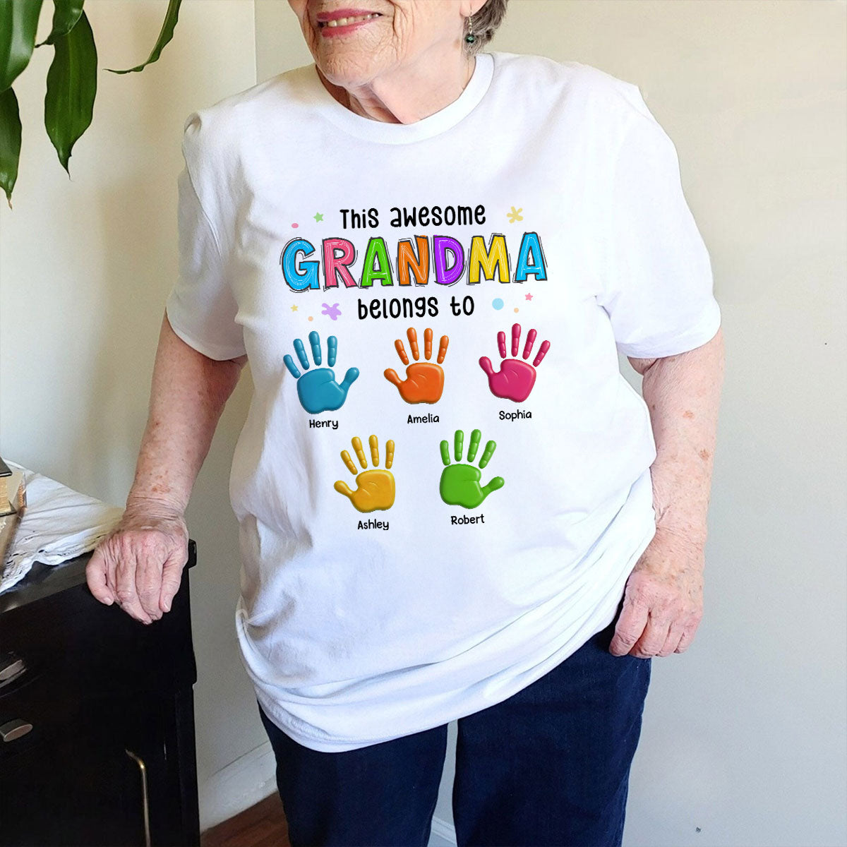 Belongs To Hand Paw 3D Effect Colorful Handprints Personalized Shirt