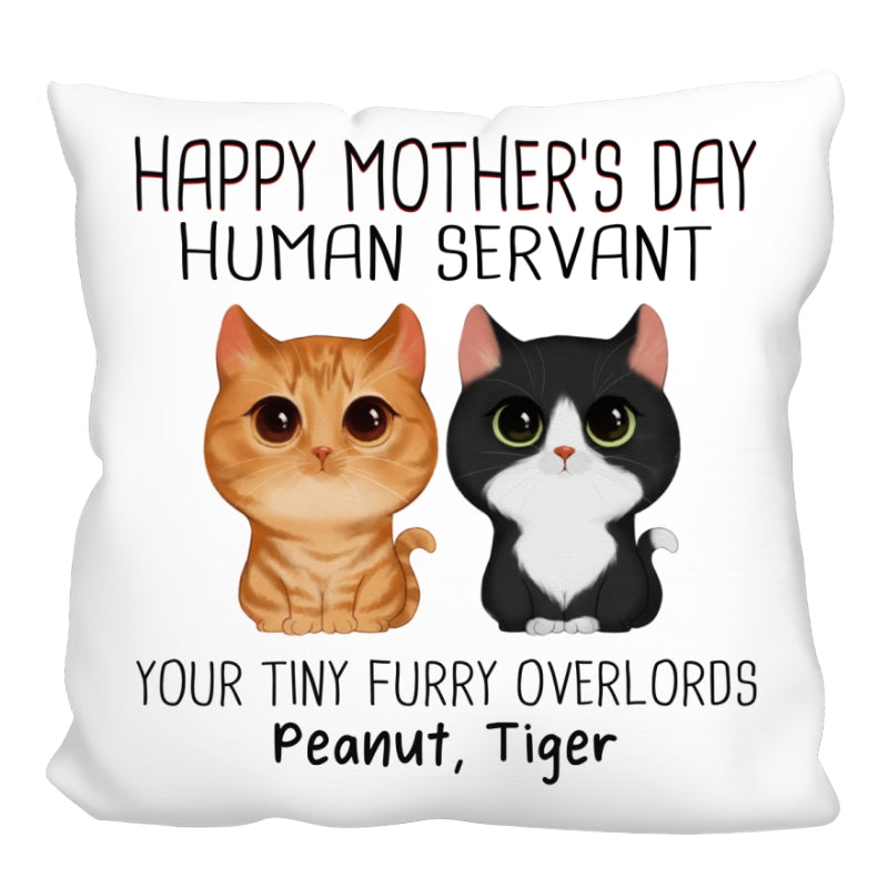 [Demo] Watercolor Cute Cats Happy Mother‘s Day Cat Human Servant Personalized Pillow