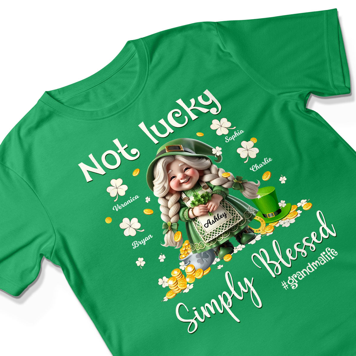 St. Patrick's Day Not Lucky Simply Bless Gnome Grandma Personalized Shirt_Onboarding