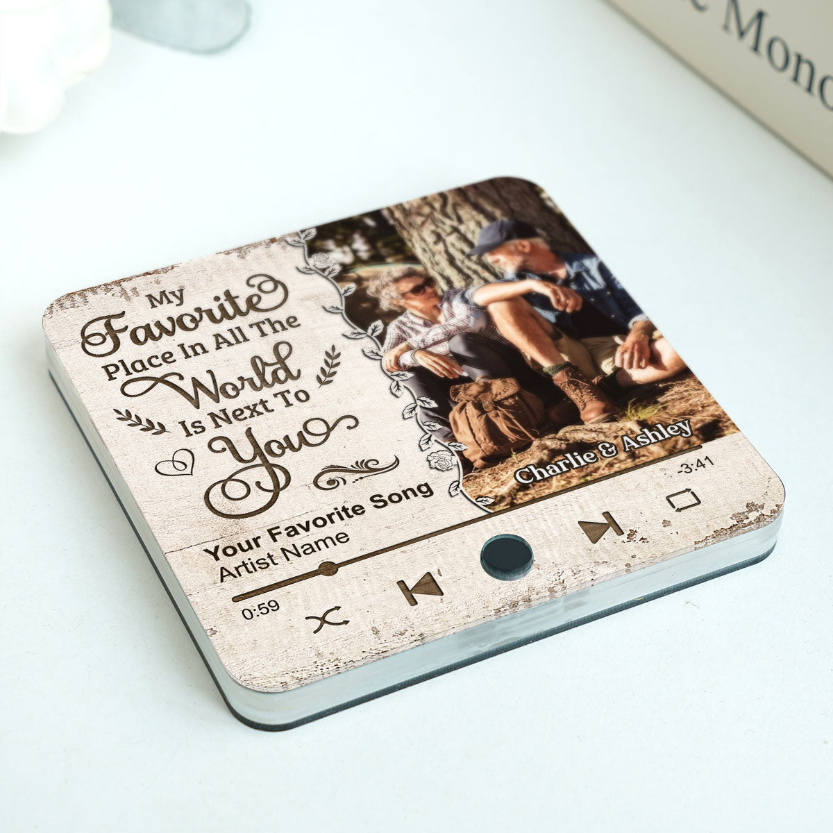 Favorite Place In The World Couple Custom Photo Personalized Music Fridge Magnet, Gift For Him, For Her
