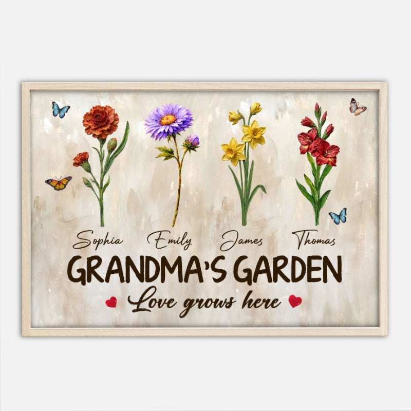 Endless Love Grandma's Garden Birth Month Flowers - Personalized Poster - Mother's Day Gift For Grandma, Mom