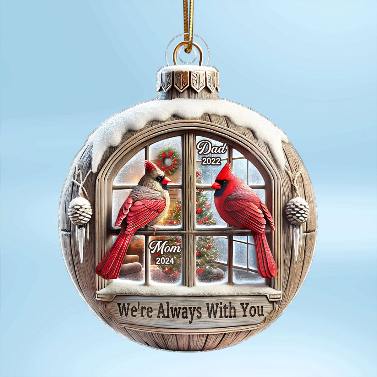 Memorial Cardinal Outside Window 3D Effect Sympathy Gift Remembrance Keepsake Personalized Acrylic Flat Ornament_Onboarding