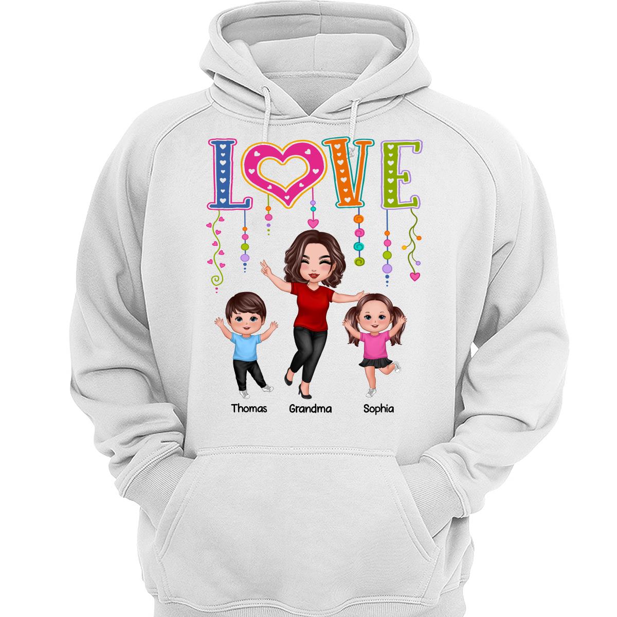 LOVE Happy Doll Grandma Mom With Kids Personalized Shirt