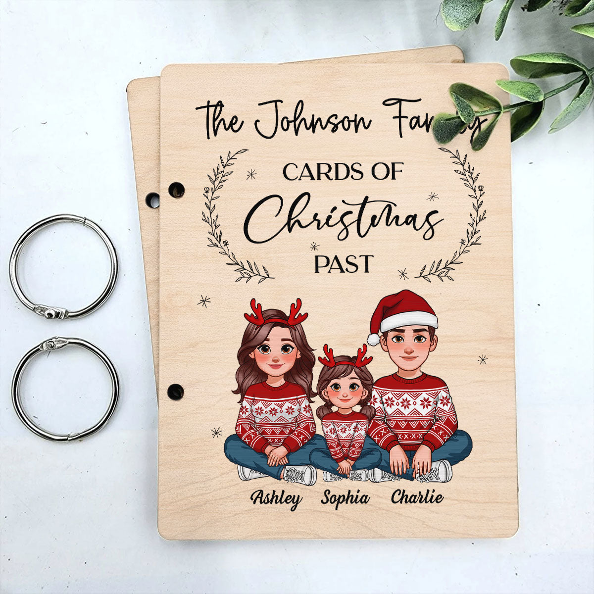 Animated Family Card Storage Keepsake Personalized Christmas Card Keeper