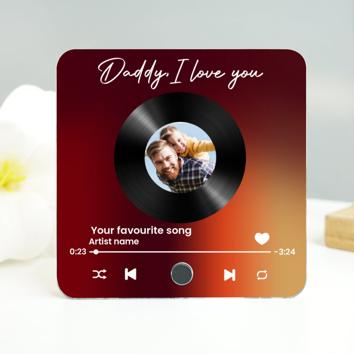 Daddy We Love You Upload Photo Custom Dad's Favorite Song Personalized Music Fridge Magnet