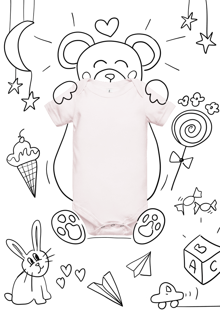 New_P_Baby Short Sleeve One Piece | Bella + Canvas 100B | DTG printing