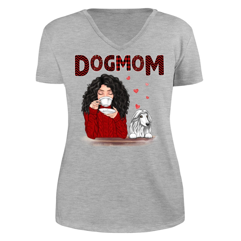 Dog Mom Red Patterned Personalized Shirt