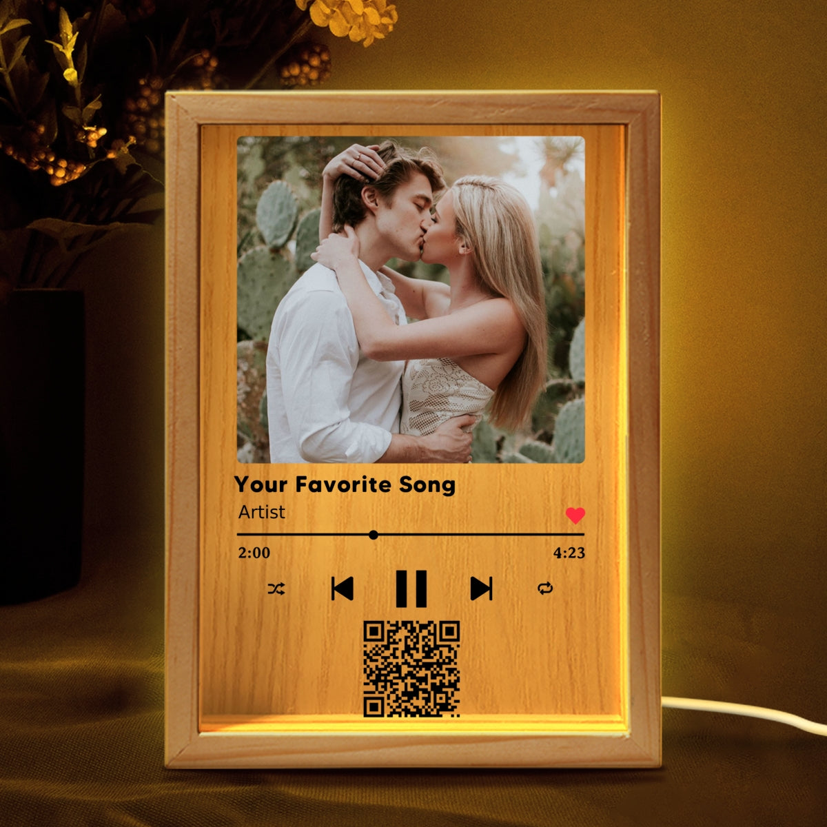 Favorite Song Title QR Code Personalized Photo Frame Light Box