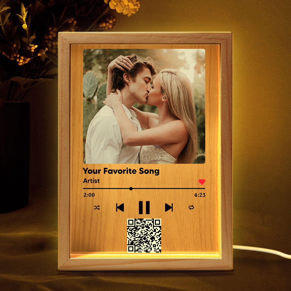 Favorite Song Title QR Code Personalized Photo Frame Light Box