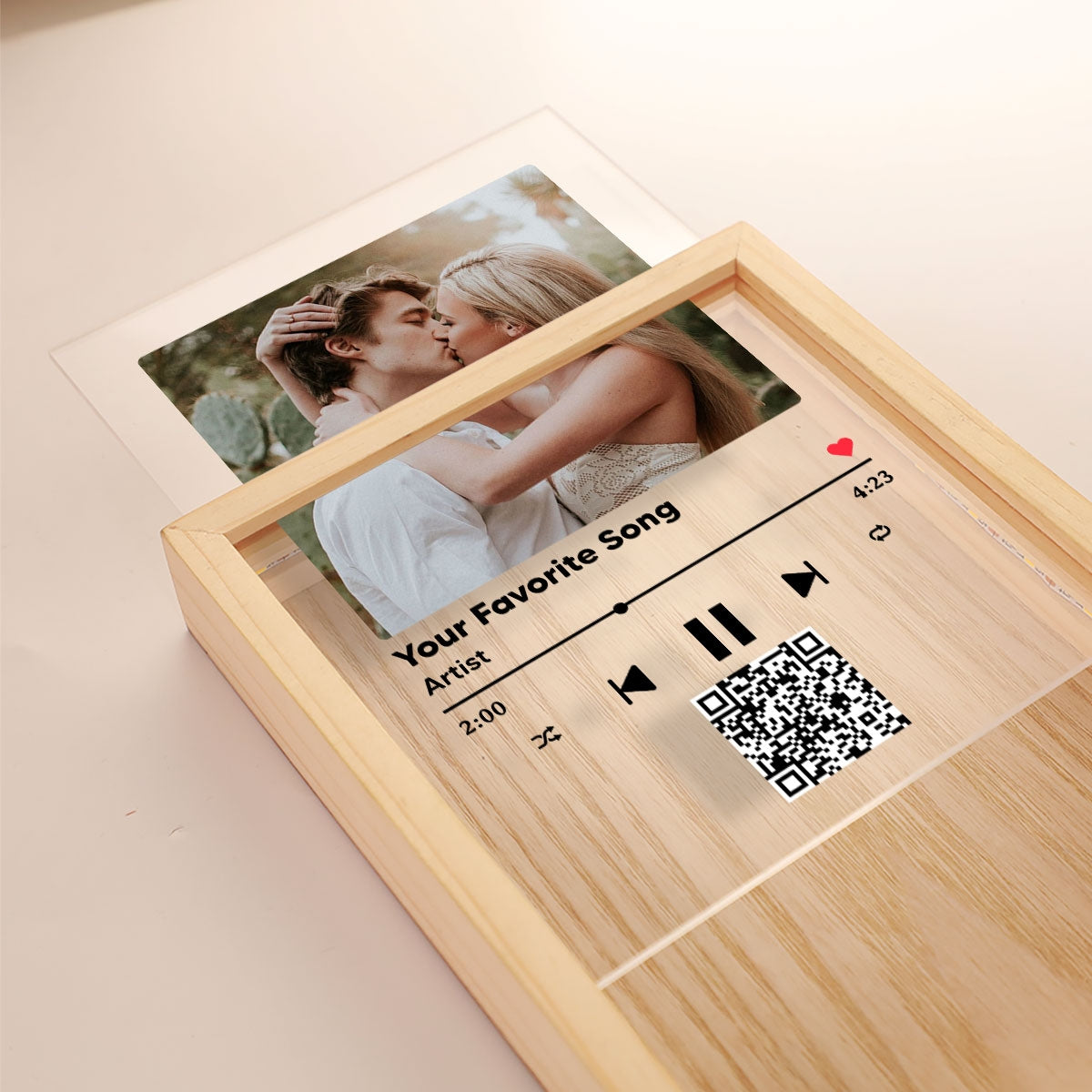 Favorite Song Title QR Code Personalized Photo Frame Light Box