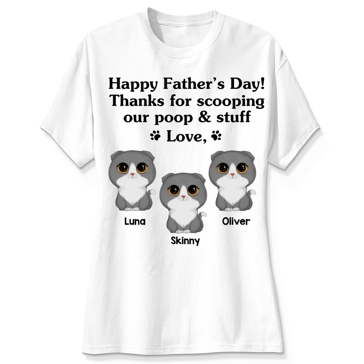 Happy Father‘s Day Watercolor Cute Cats Gift For Cat Dad Personalized Shirt