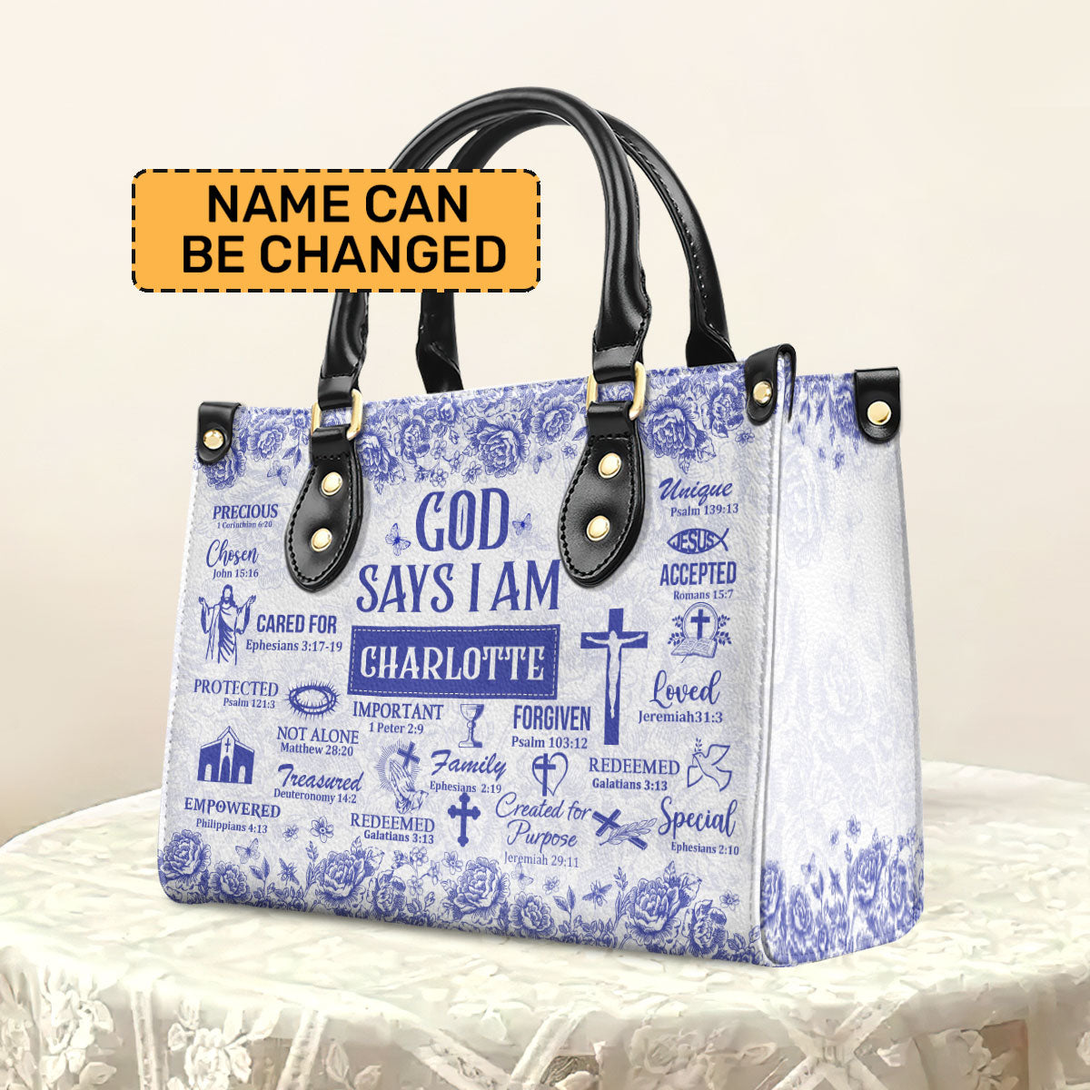 God Says I Am | Personalized Leather Handbag