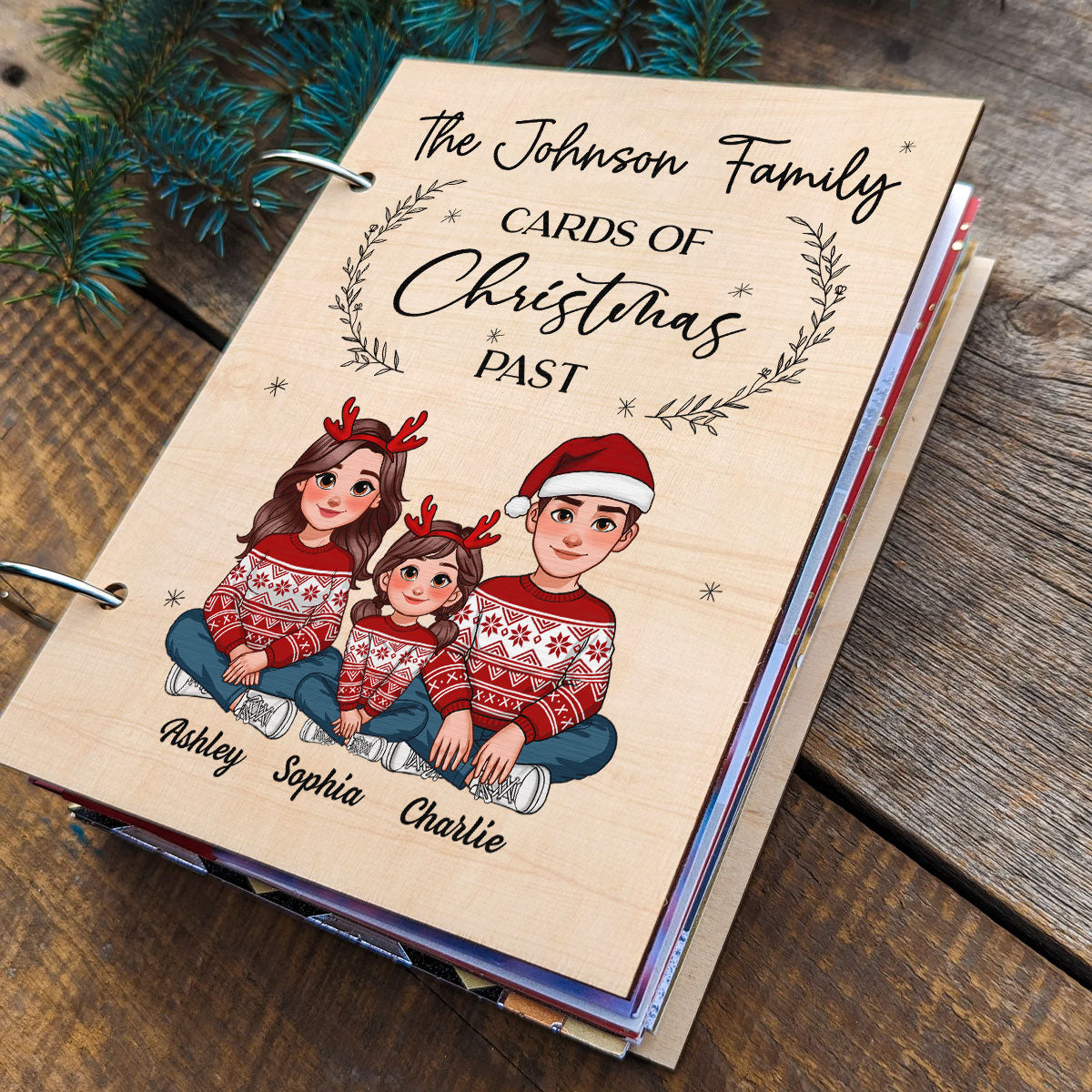 Animated Family Card Storage Keepsake Personalized Christmas Card Keeper