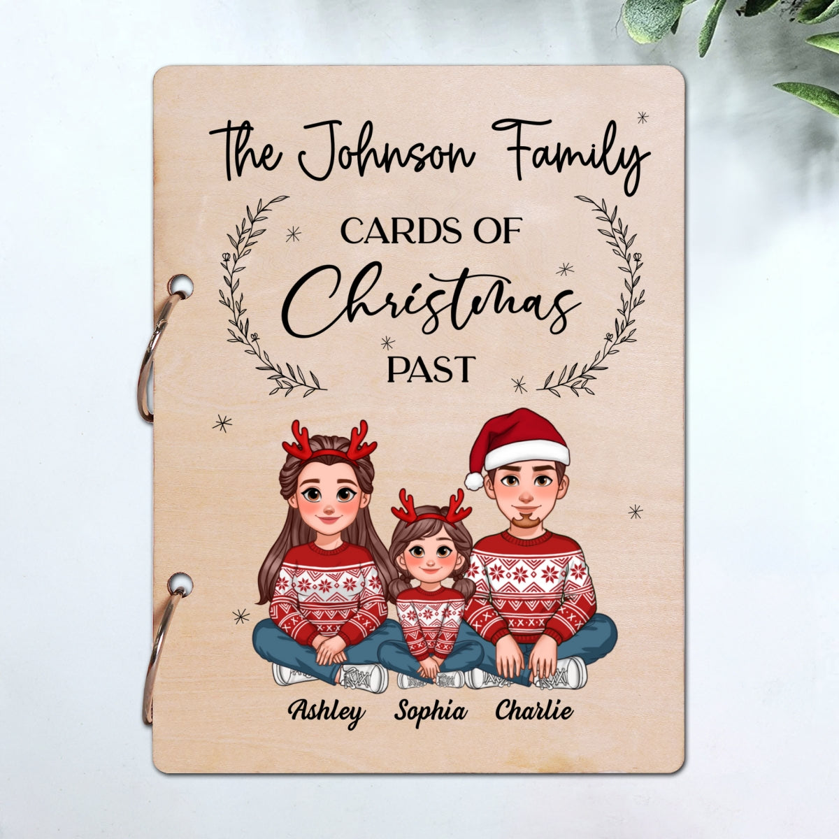 Animated Family Card Storage Keepsake Personalized Christmas Card Keeper