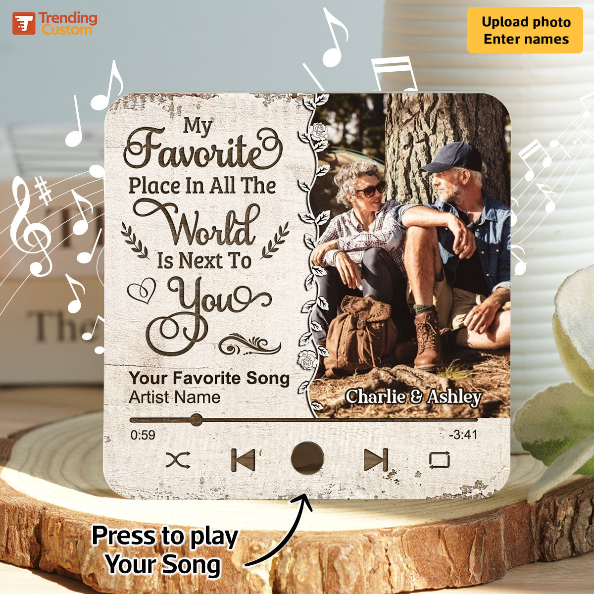 Favorite Place In The World Couple Custom Photo Personalized Music Fridge Magnet, Valentine's Day Gift For Him, For Her