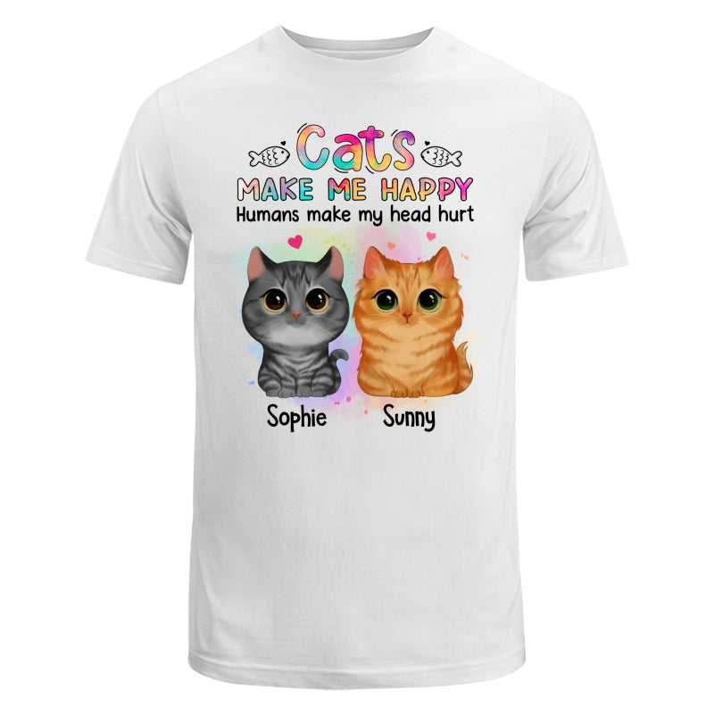Watercolor Cute Cats Make Me Happy Humans Make My Head Hurt Personalized Shirt