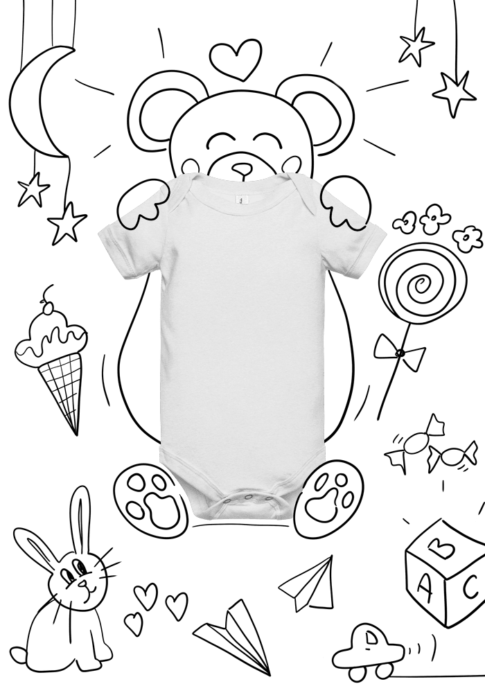New_P_Baby Short Sleeve One Piece | Bella + Canvas 100B | DTG printing