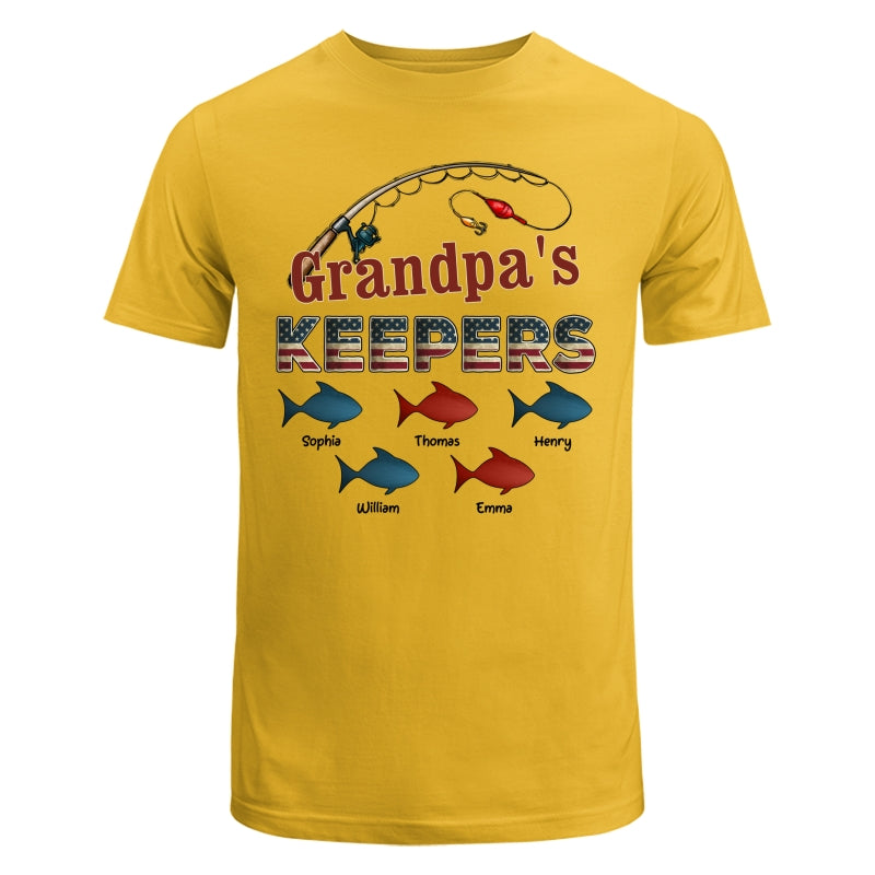 Nation Flag Grandpa's Keepers Fishing 4th Of July Personalized Shirt