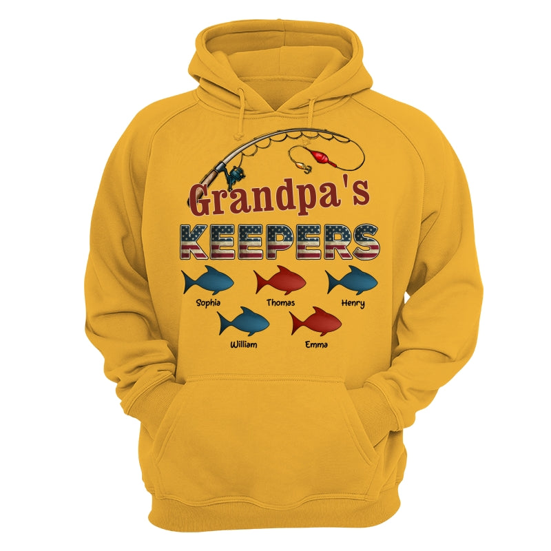 Nation Flag Grandpa's Keepers Fishing 4th Of July Personalized Shirt