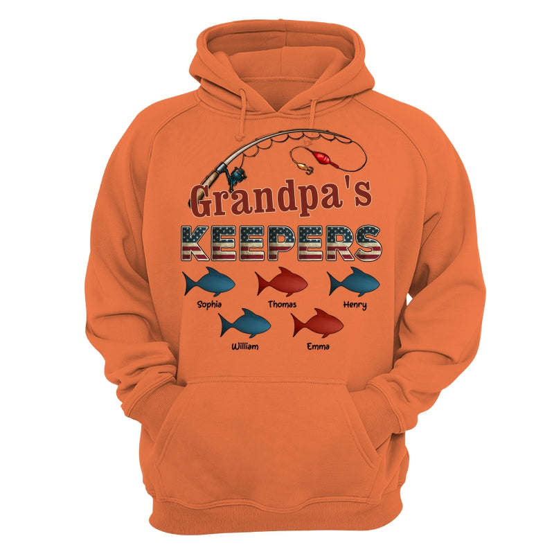 Nation Flag Grandpa's Keepers Fishing 4th Of July Personalized Shirt