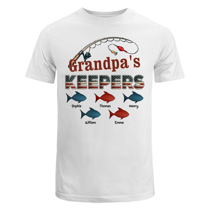 Nation Flag Grandpa's Keepers Fishing 4th Of July Personalized Shirt