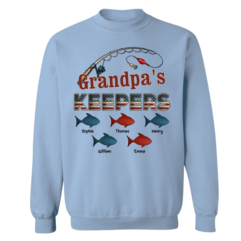 Nation Flag Grandpa's Keepers Fishing 4th Of July Personalized Shirt