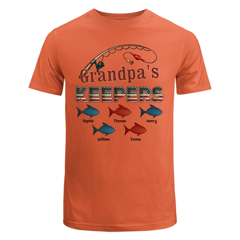 Nation Flag Grandpa's Keepers Fishing 4th Of July Personalized Shirt
