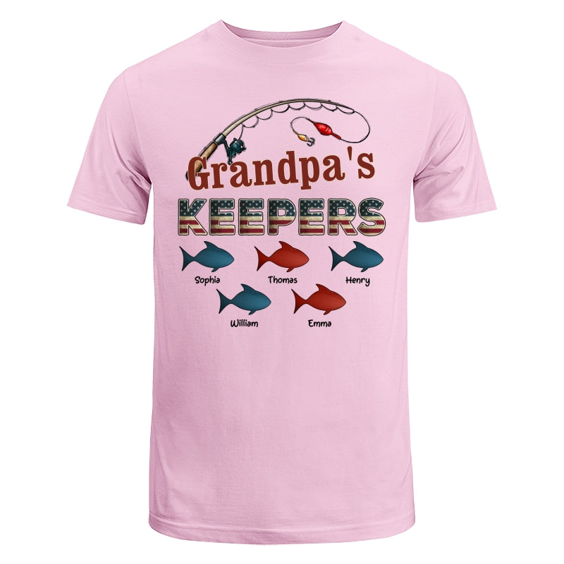 Nation Flag Grandpa's Keepers Fishing 4th Of July Personalized Shirt