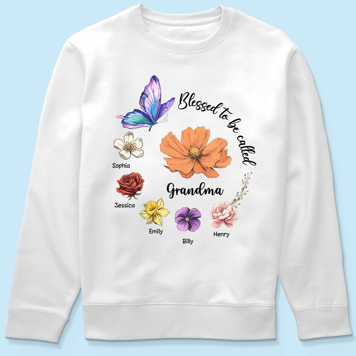 Blessed To Be Called Mom Grandma Circle Birth Month Flowers Personalized Shirt, Mother's Day Gift for Moms, for Grandmas