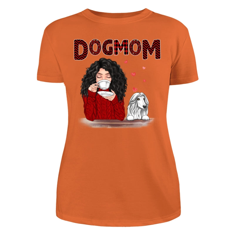 Dog Mom Red Patterned Personalized Shirt