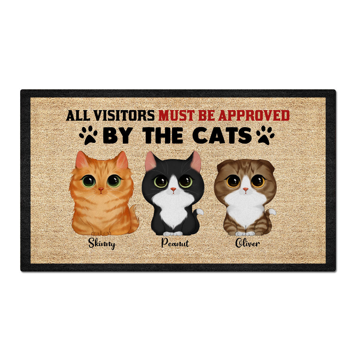 Watercolor Cute Cats All Visitors Must Be Approved By Cats Personalized Doormat_Onboarding