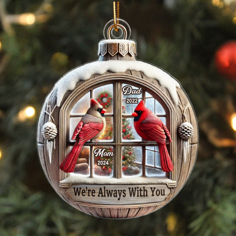Memorial Cardinal Outside Window 3D Effect Sympathy Gift Remembrance Keepsake Personalized Acrylic Flat Ornament_Onboarding