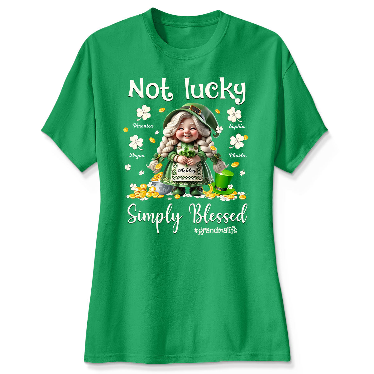 St. Patrick's Day Not Lucky Simply Bless Gnome Grandma Personalized Shirt_Onboarding