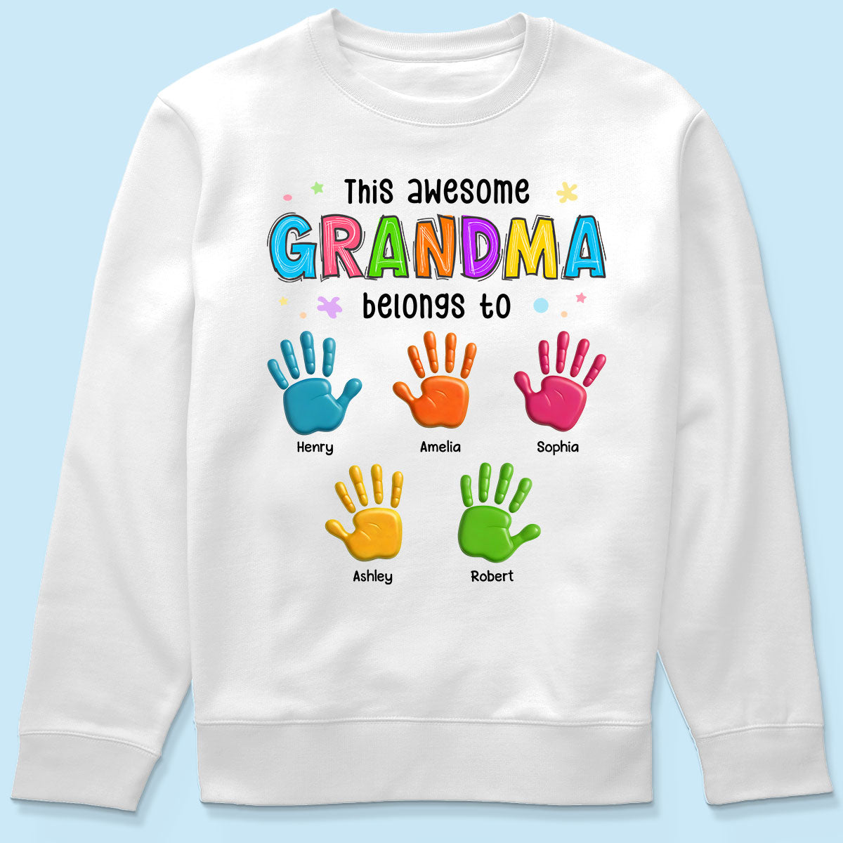Belongs To Hand 3D Effect Colorful Handprints Personalized Shirt