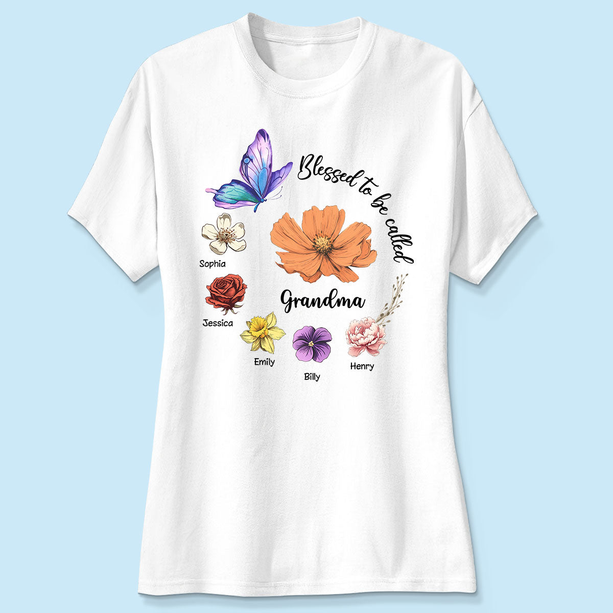 Blessed To Be Called Mom Grandma Circle Birth Month Flowers Personalized Shirt, Mother's Day Gift for Moms, for Grandmas
