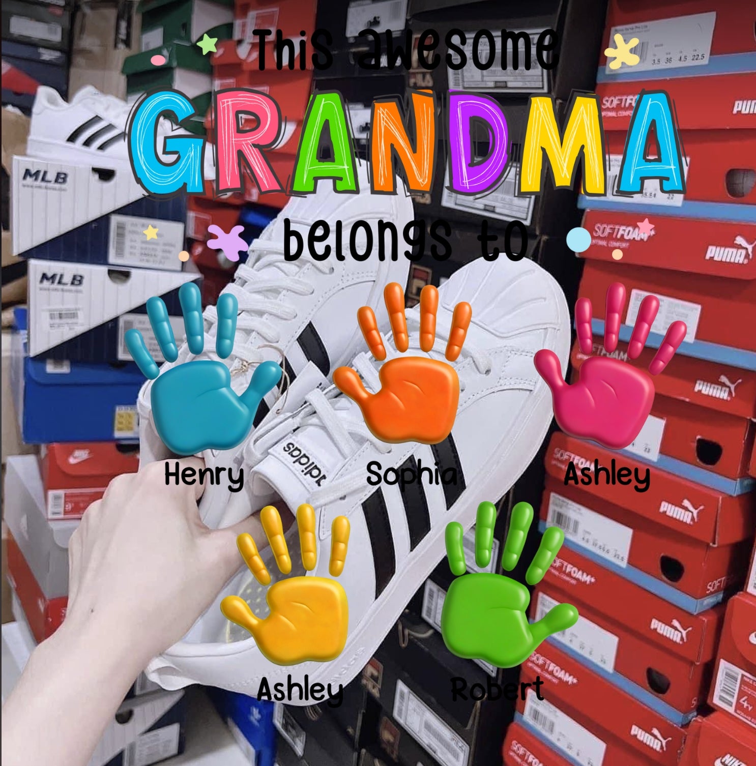 Belongs To Hand Paw 3D Effect Colorful Handprints Personalized Shirt