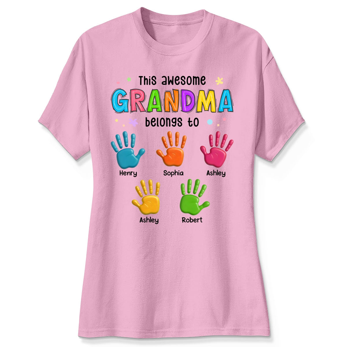 Belongs To Hand Paw 3D Effect Colorful Handprints Personalized Shirt