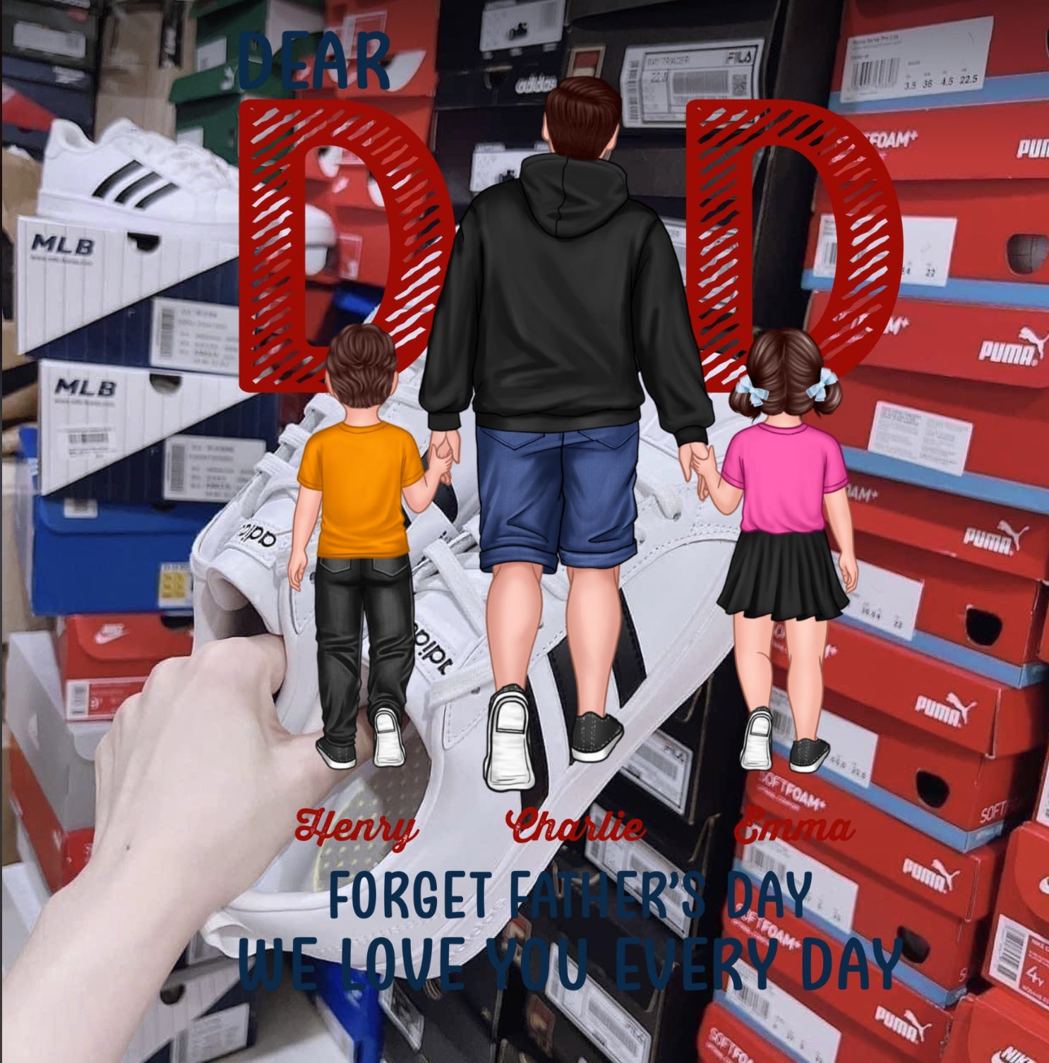 Dear Dad Forget Father‘s Day Back View Dad And Son Daughter Kids Walking Personalized Shirt